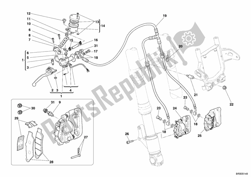 All parts for the Front Brake System of the Ducati Sportclassic Sport 1000 Single-seat USA 2006